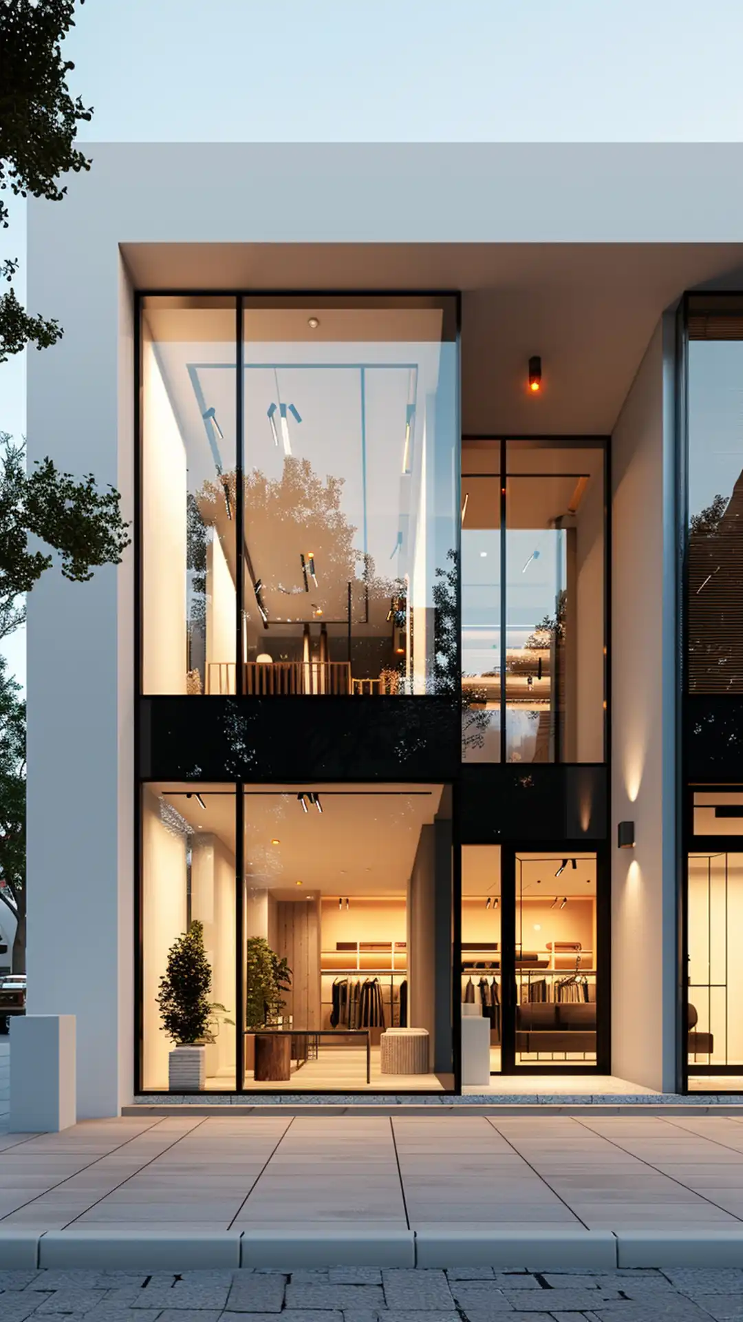 Modern building with large glass windows by Servoluxe Building Systems